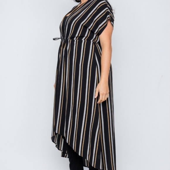 Plus Size Black Multi Stripe Kimono Cover Up Cardi - Picture 3 of 7